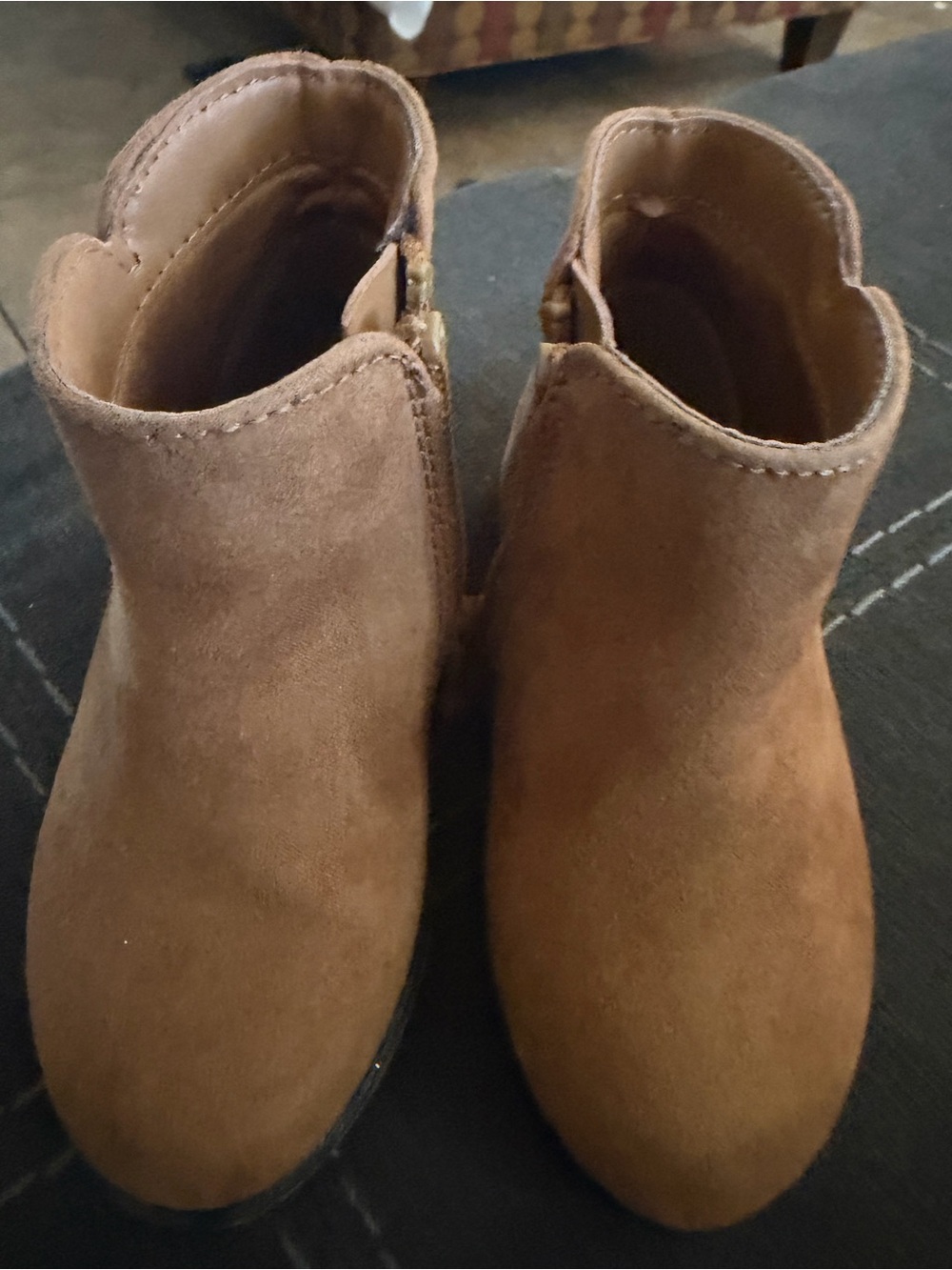Cat & Jack Kids Brown Suede Ankle Boots - Classic Zip Closure